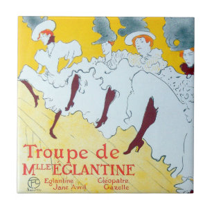 Toulouse Lautrec Gult Dancing Girl Poster Kakelplatta