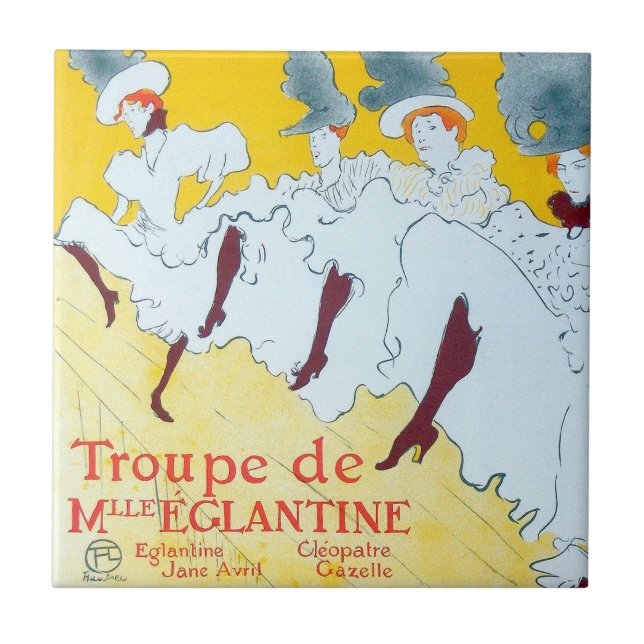 Toulouse Lautrec Gult Dancing Girl Poster Kakelplatta (Framsidan)