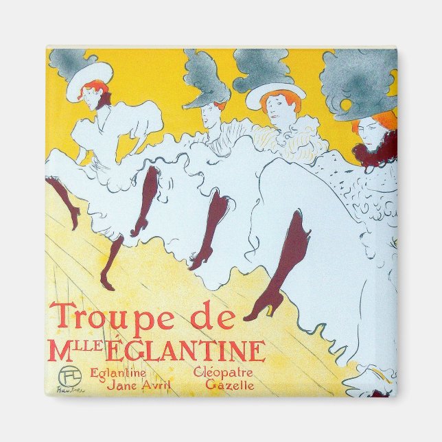 Toulouse Lautrec Gult Dancing Girl Poster Magnet (Framsidan)