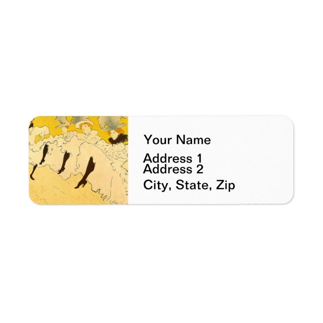 Toulouse Lautrec Gult Dancing Girl Poster Returadress Etikett (Framsidan)