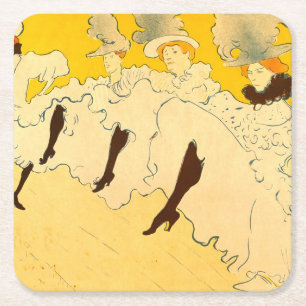 Toulouse Lautrec Gult Dancing Girl Poster Underlägg Papper Kvadrat