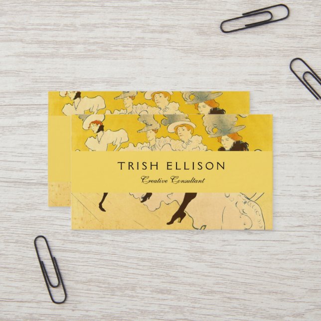 Toulouse Lautrec Gult Dancing Girl Poster Visitkort (Fram/Back In Situ)