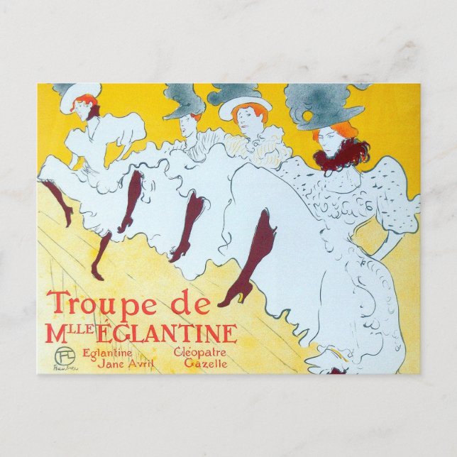 Toulouse Lautrec Gult Dancing Girl Poster Vykort (Framsida)