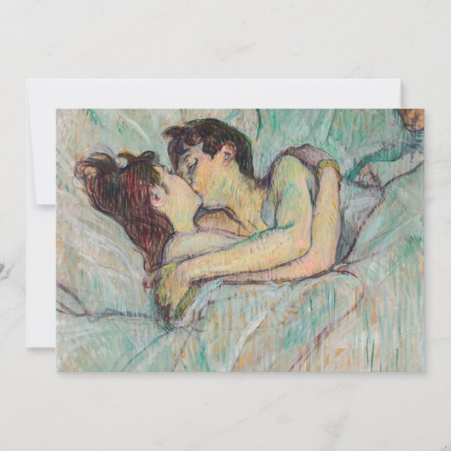 Toulouse-Lautrec - I bed, kyssarna Inbjudningar (Framsida)