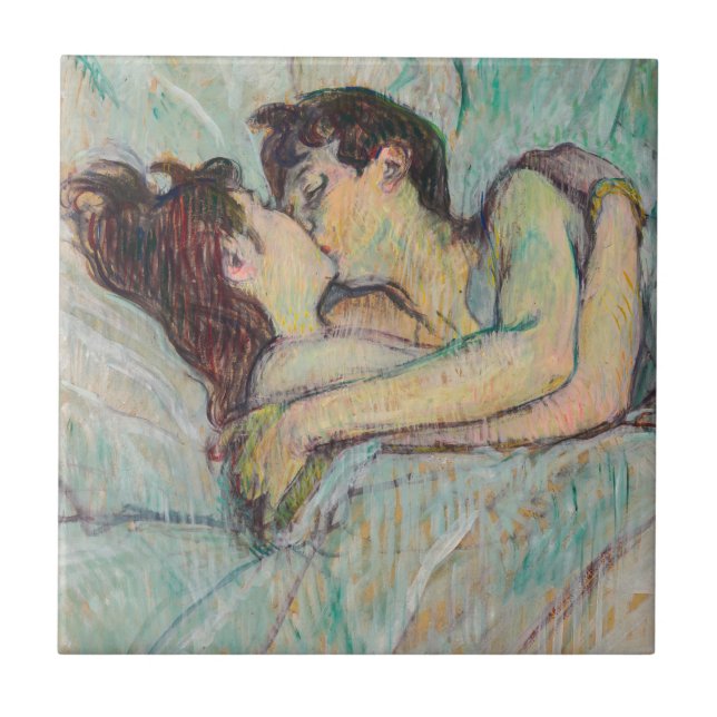 Toulouse-Lautrec - I bed, kyssarna Kakelplatta (Framsidan)