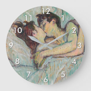 Toulouse-Lautrec - I bed, kyssarna Stor Klocka