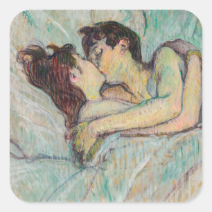 Toulouse-Lautrec - I säng, kyssen Fyrkantigt Klistermärke