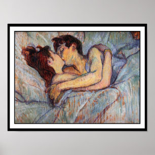 Toulouse Lautrec - i säng - kyssen Poster