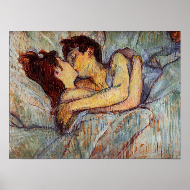 Toulouse-Lautrec in bed the Kiss Poster (Framsidan)