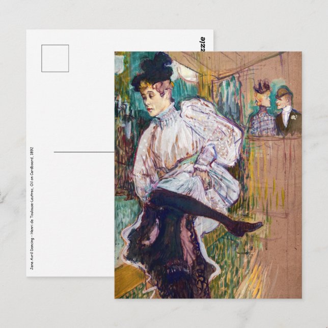 Toulouse-Lautrec - Jane Avril Dancing Vykort (Fram/baksida)