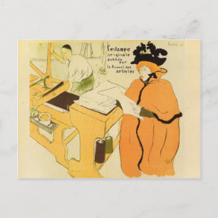 Toulouse-Lautrec - Jane Avril kontrollerar en tryc Vykort