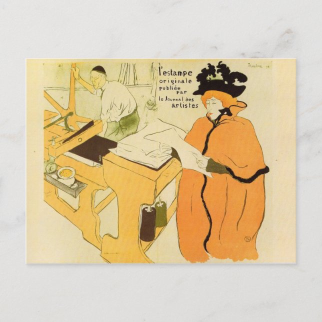 Toulouse-Lautrec - Jane Avril kontrollerar en tryc Vykort (Framsida)