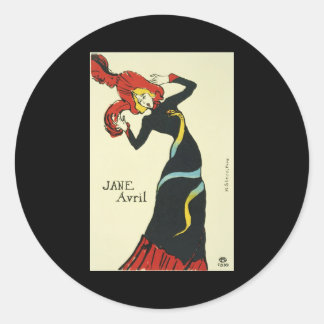 Toulouse-Lautrec Jane Avril Runt Klistermärke