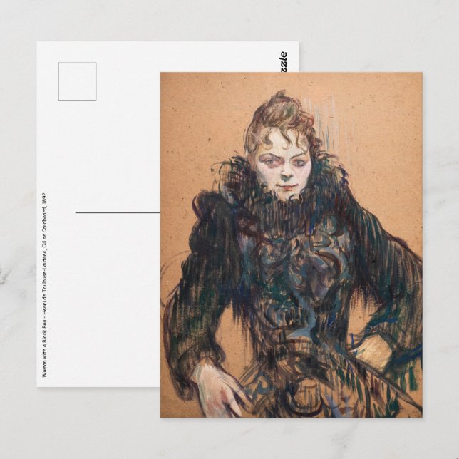 Toulouse-Lautrec - Kvinna med svart boa Vykort (Fram/baksida)