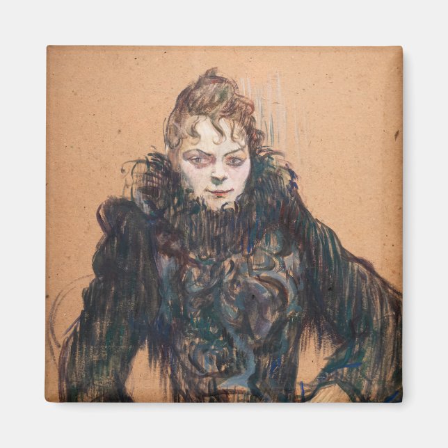 Toulouse-Lautrec - Kvinnor med svart boa Magnet (Framsidan)