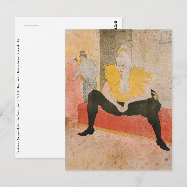Toulouse-Lautrec - Mademoiselle Cha-u-kao Seated Vykort (Fram/baksida)