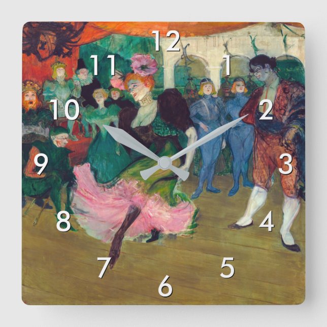 Toulouse-Lautrec - Marcelle Lender, Dancing Bolero Fyrkantig Klocka (Framsida)