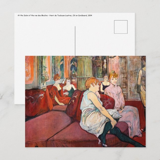 Toulouse-Lautrec - På salongen, rue des Moulins Vykort (Fram/baksida)