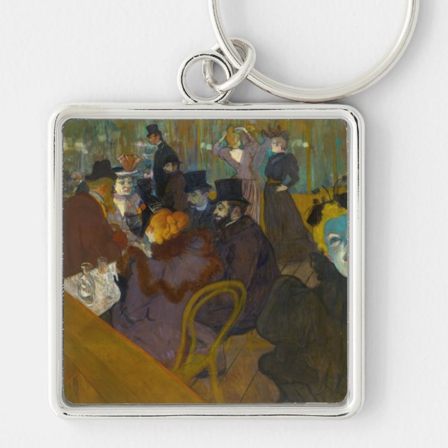 Toulouse-Lautrec - På väg Fyrkantig Silverfärgad Nyckelring (Framsidan)