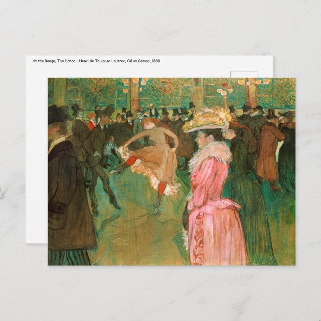 Toulouse-Lautrec - På vägen, dansen Vykort (Fram/baksida)