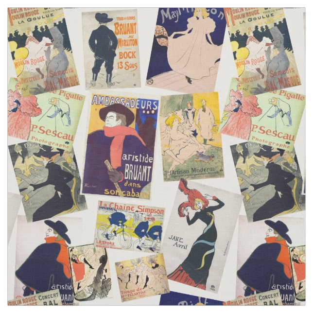 Toulouse-Lautrec Poster Mönster Tyg (Provkarta)