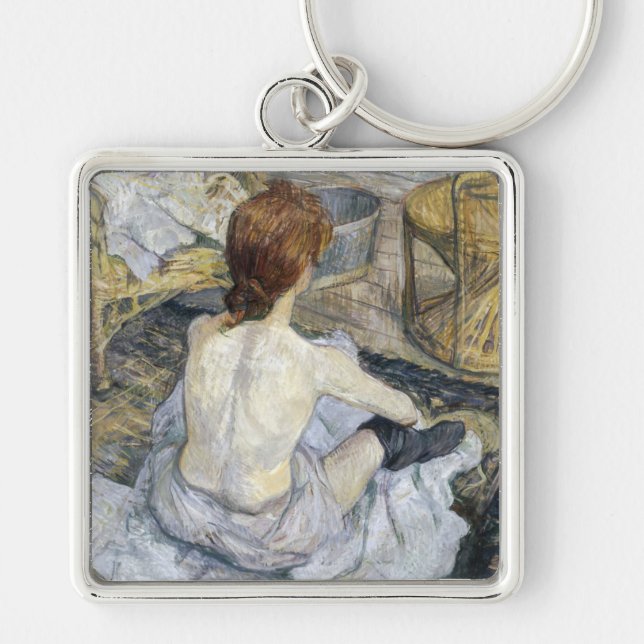 Toulouse-Lautrec - Rousse / Toilet Fyrkantig Silverfärgad Nyckelring (Framsidan)