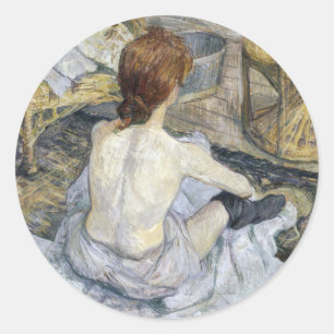 Toulouse-Lautrec - Rousse / Toilet Runt Klistermärke