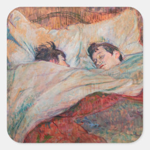 Toulouse-Lautrec - Sängen Fyrkantigt Klistermärke