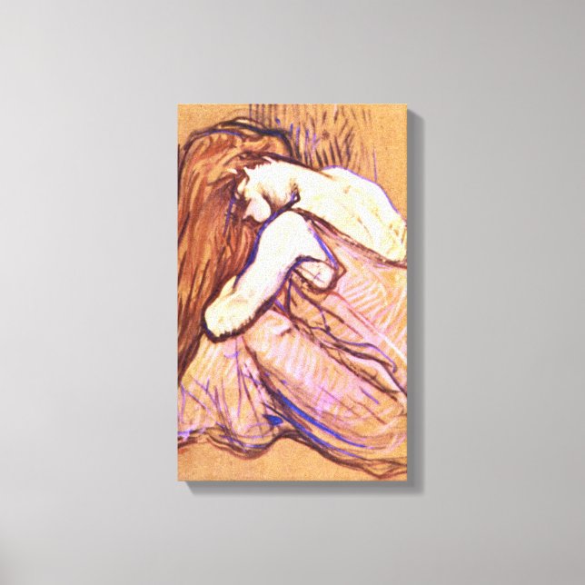 Toulouse-Lautrec - Woman Comving Hair Canvastryck (Framsida)