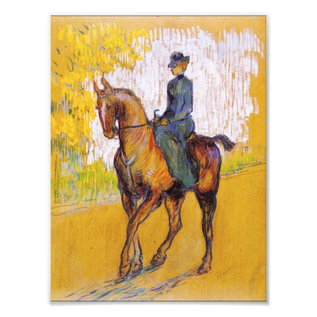 Toulouse-Lautrec Woman on Horse Photo Print Fototryck (Framsidan)