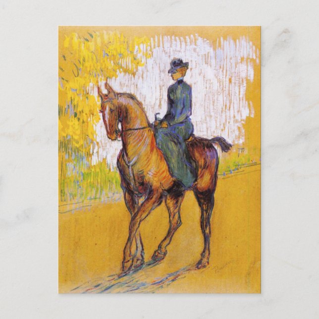 Toulouse-Lautrec Woman on Horse Postcard Vykort (Framsida)