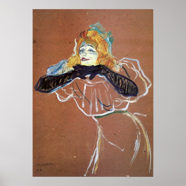 Toulouse-Lautrec - Yvette Guilbert Singing 1894 Poster (Framsidan)
