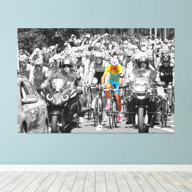 Tour de France Gul Tröja Peloton Cykeltävling  Canvastryck (Insitu (trägolv))