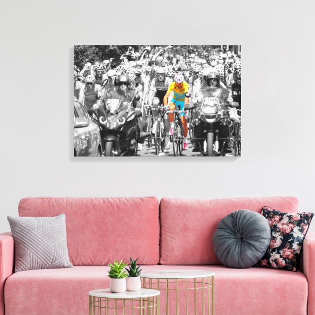Tour de France Gul Tröja Peloton Cykeltävling  Canvastryck (Insitu (Vardagsrum))