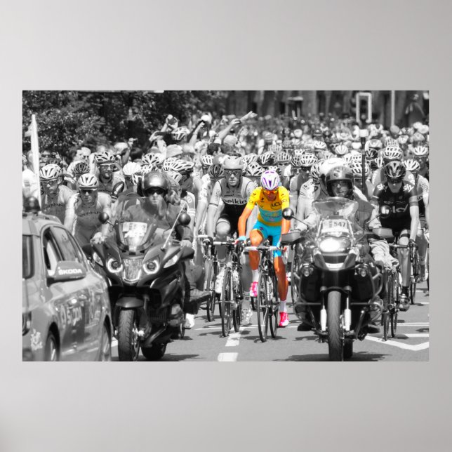 Tour de France Gul Tröja Peloton Cykeltävling  Poster (Framsidan)