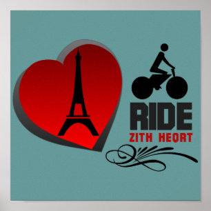Tour De France Paris hjärtaaffisch Poster