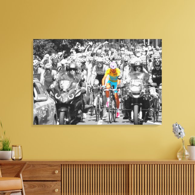 Tour de Frankrike Gult Jersey Peloton Cycling Tävl Canvastryck (Insitu (Vardagsrum))