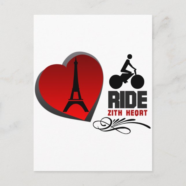 Tour De Frankrike Paris Heart Vykort (Framsida)