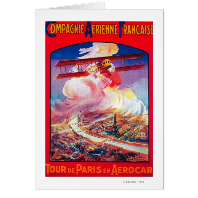 Tour De Paris, Frankrike i Aerocar Poster Europe Hälsningskort (Framsidan)