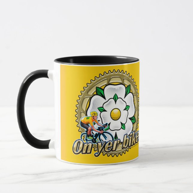 Tour de Yorkshire 2018"On yer Bike" kaffe mugg (Vänster)