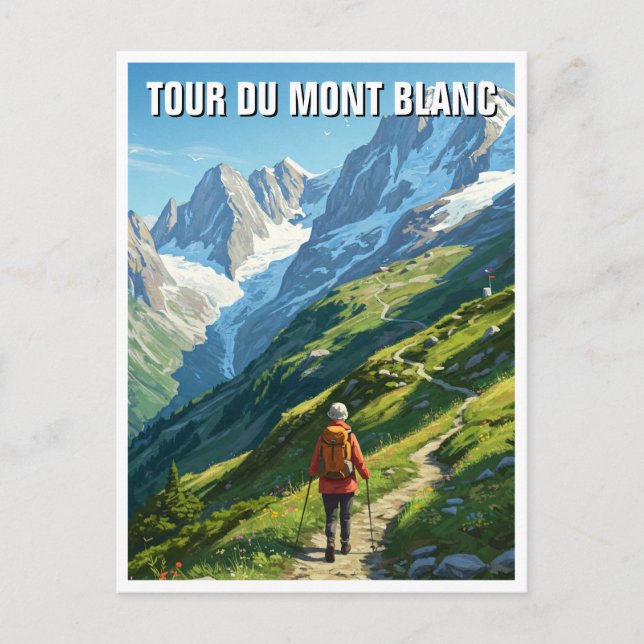 Tour du Mont Blanc Travel Hiker Vykort (Framsida)