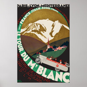 Tour Du Mont Blanc Vintage Resemärke Affisch Tryck
