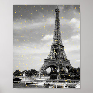 Tour Eiffel, Frankrike - Black/ Faux Guld Sprinkle Poster