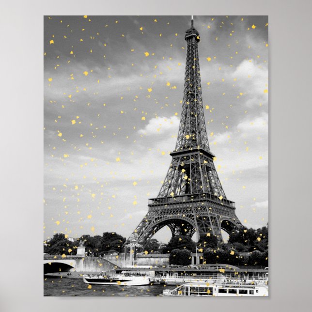 Tour Eiffel, Frankrike - Black/ Faux Guld Sprinkle Poster (Framsidan)