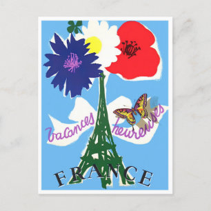 Tour Eiffel Frankrike vintage resor Vykort