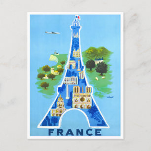 Tour Eiffel Frankrike vintage resor Vykort