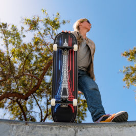 Tour Eiffel Neon France - Bleu Blanc Rouge Mini Skateboard Bräda 18,5 Cm