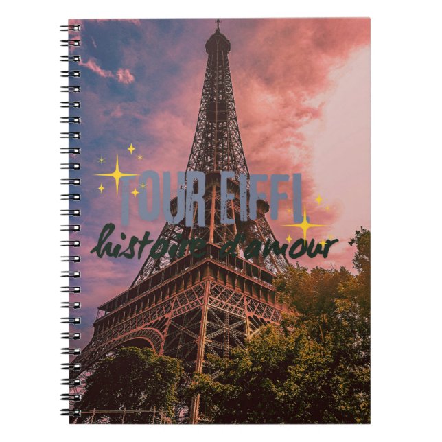 Tour Eiffel Notebook - Parisian Romantik i Paris Anteckningsbok (Framsidan)