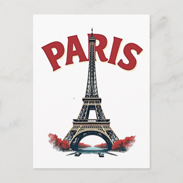Tour Eiffel, Paris, retro Vykort (Framsida)