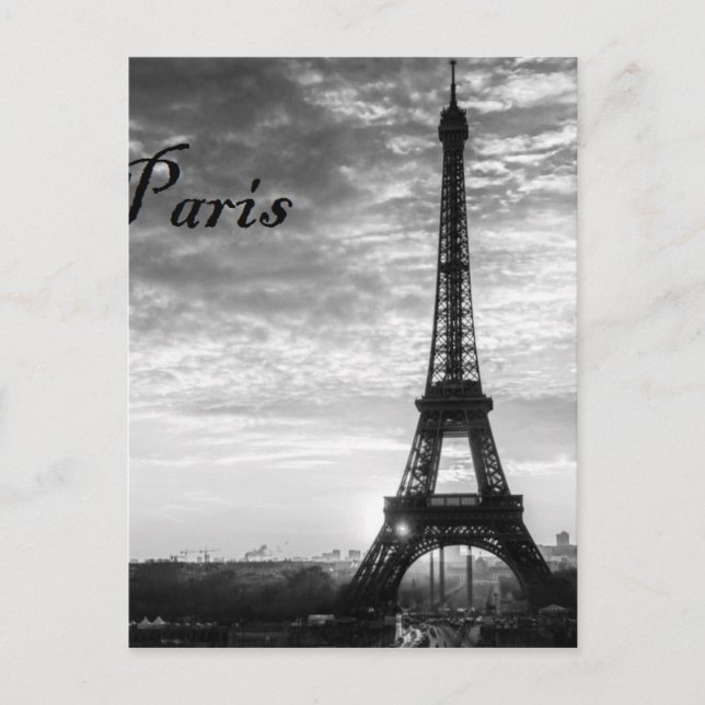 Tour Eiffel Paris - Sunset in Black & White (St.K) Vykort (Framsida)